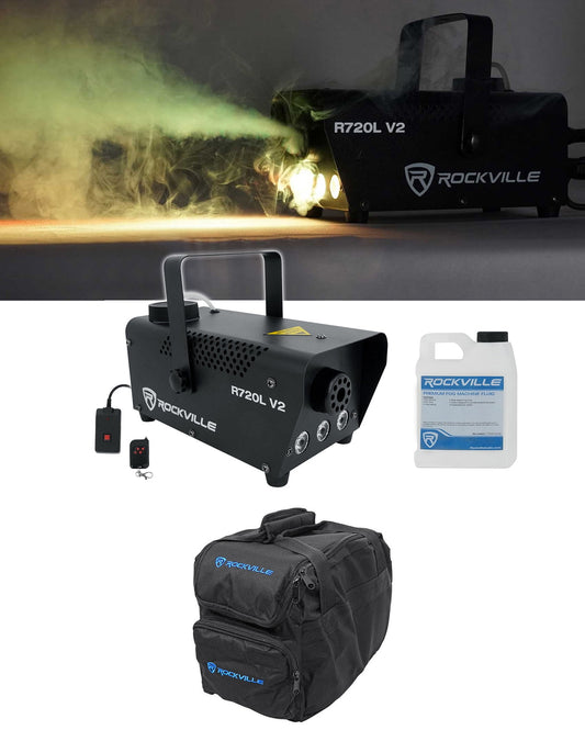🌫️ R720L Fog & Smoke Machine – With Remote, Fluid, Multi-Color LEDs + Carry Bag