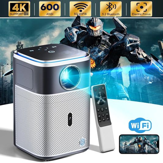 - Native 1080P Home Theater Projector with 5G WiFi, Bluetooth, 4K Support & 600 ANSI Lumens Brightness