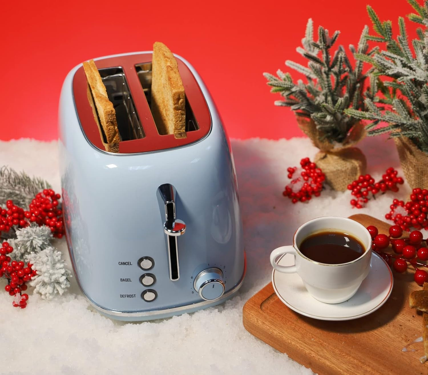- Compact 2-Slice Toaster – Stainless Steel Housing, Bagel/Defrost/Cancel Functions & Removable Crumb Tray 