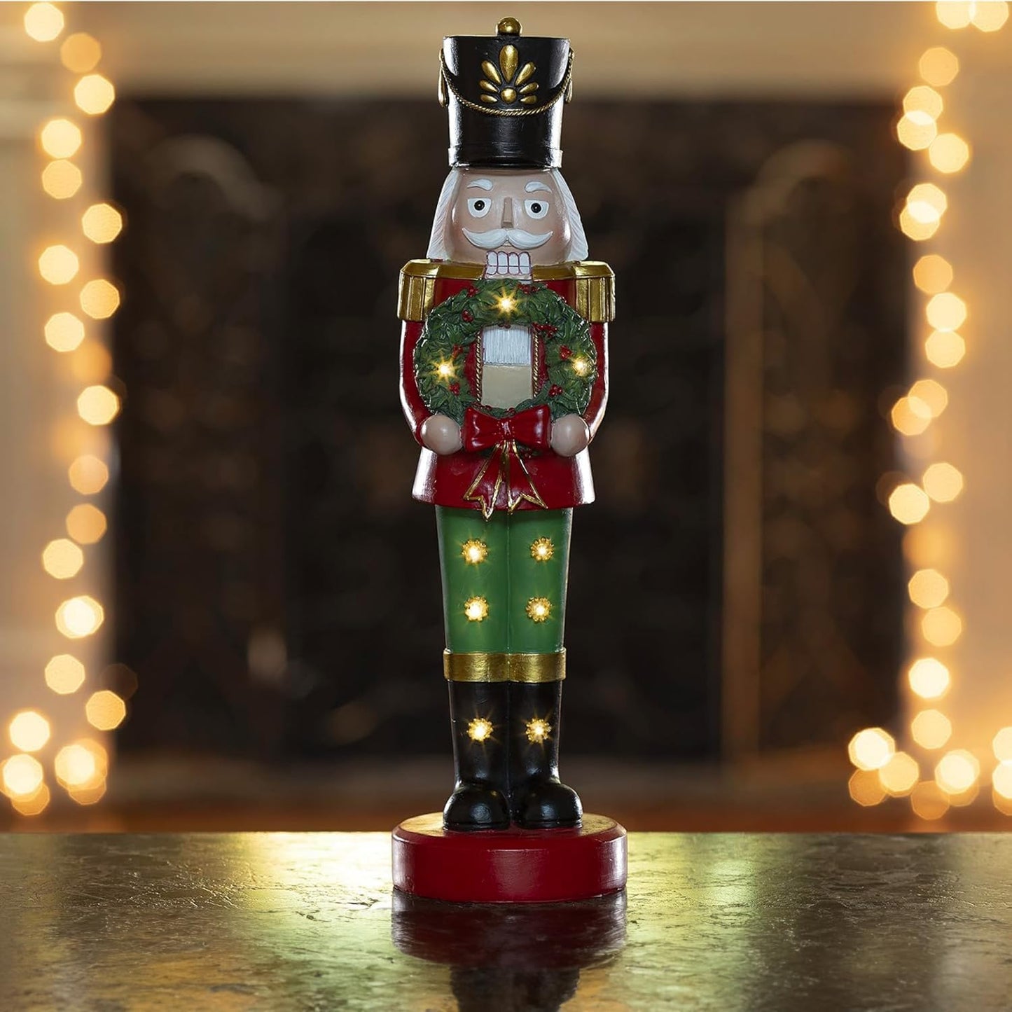 🎄 Christmas Figurines – Light-Up Resin Holiday Decorations with LED & Fiber Optic Accents for Indoor Display