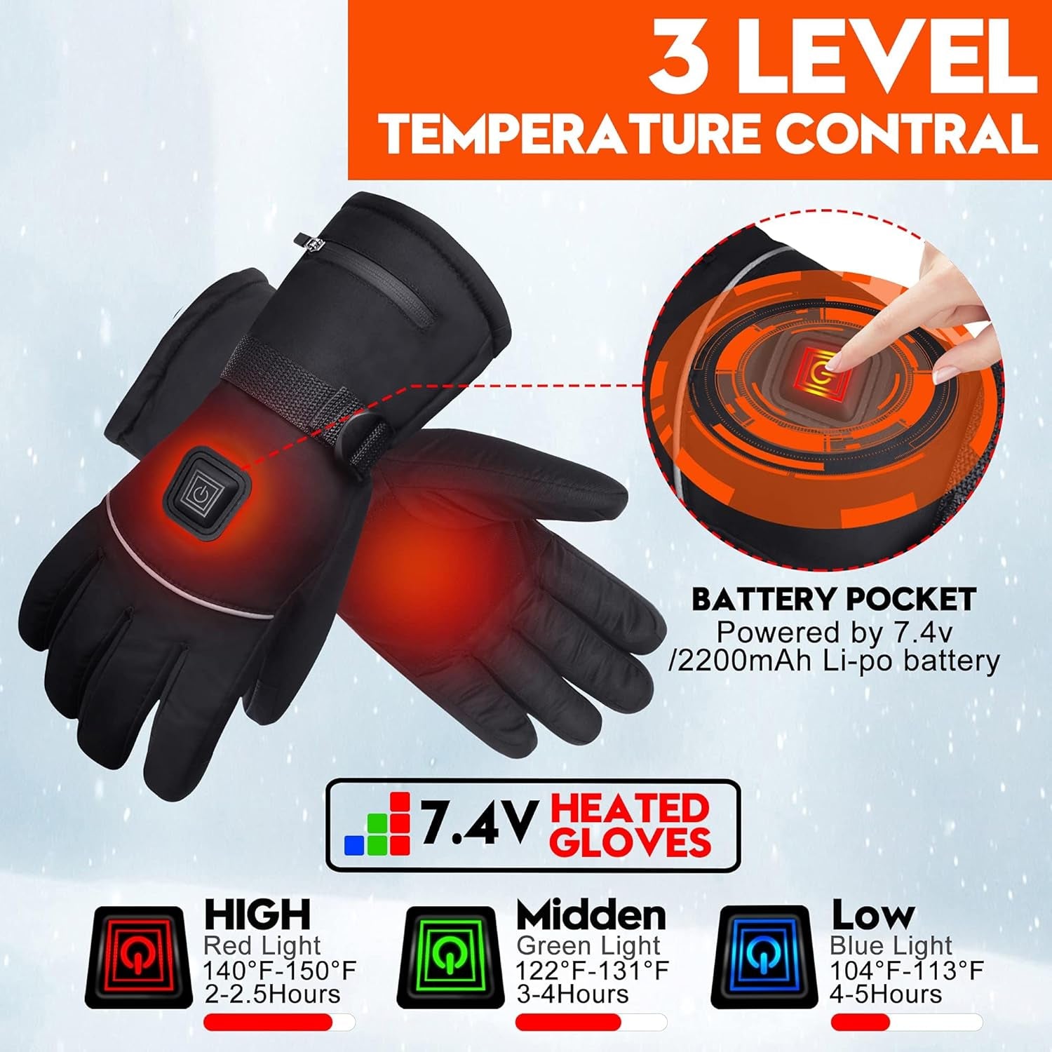🧤 Rechargeable Heated Gloves – Waterproof, Touchscreen-Ready for Outdoor Sports & Winter Work