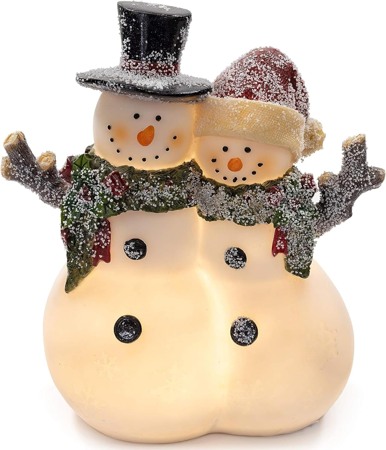 🎄 Christmas Figurines – Light-Up Resin Holiday Decorations with LED & Fiber Optic Accents for Indoor Display