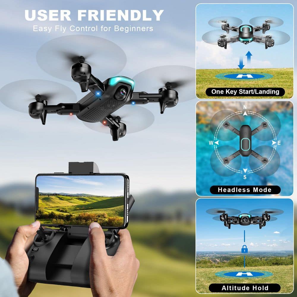 Foldable Drone with 1080P HD Camera – Live Video, Waypoint Flight, Altitude Hold, 3D Flip & 3-Speed Modes