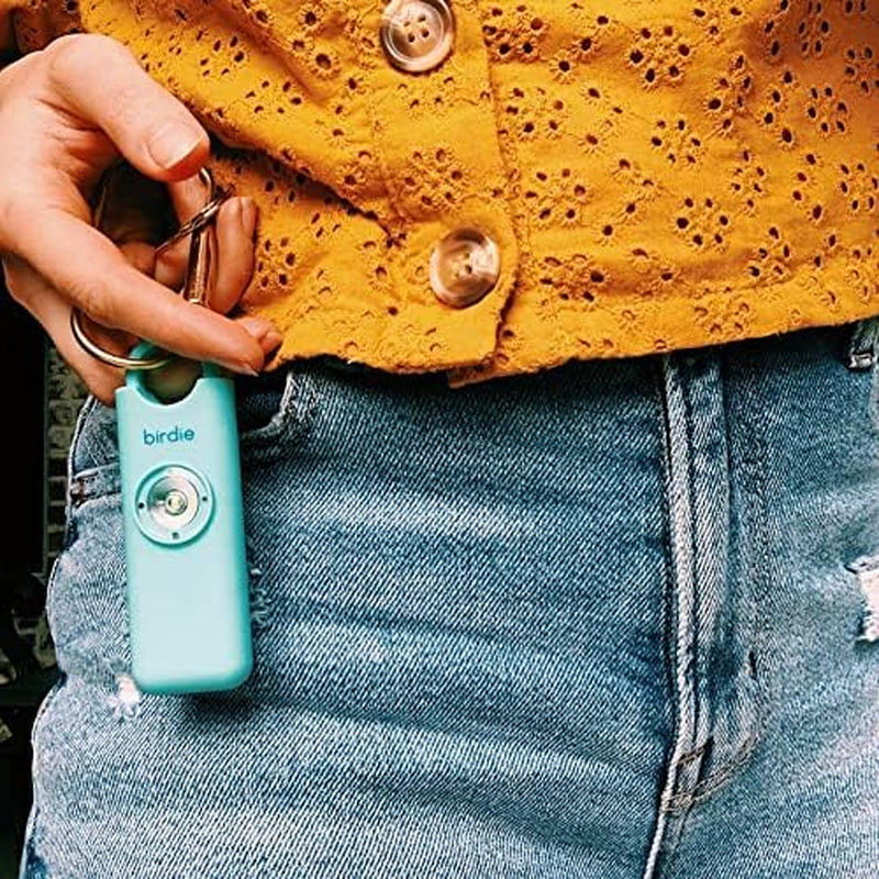 She’s Birdie – Aqua Personal Safety Alarm with Siren, Strobe Light & Keychain  Designed by Women, for Women