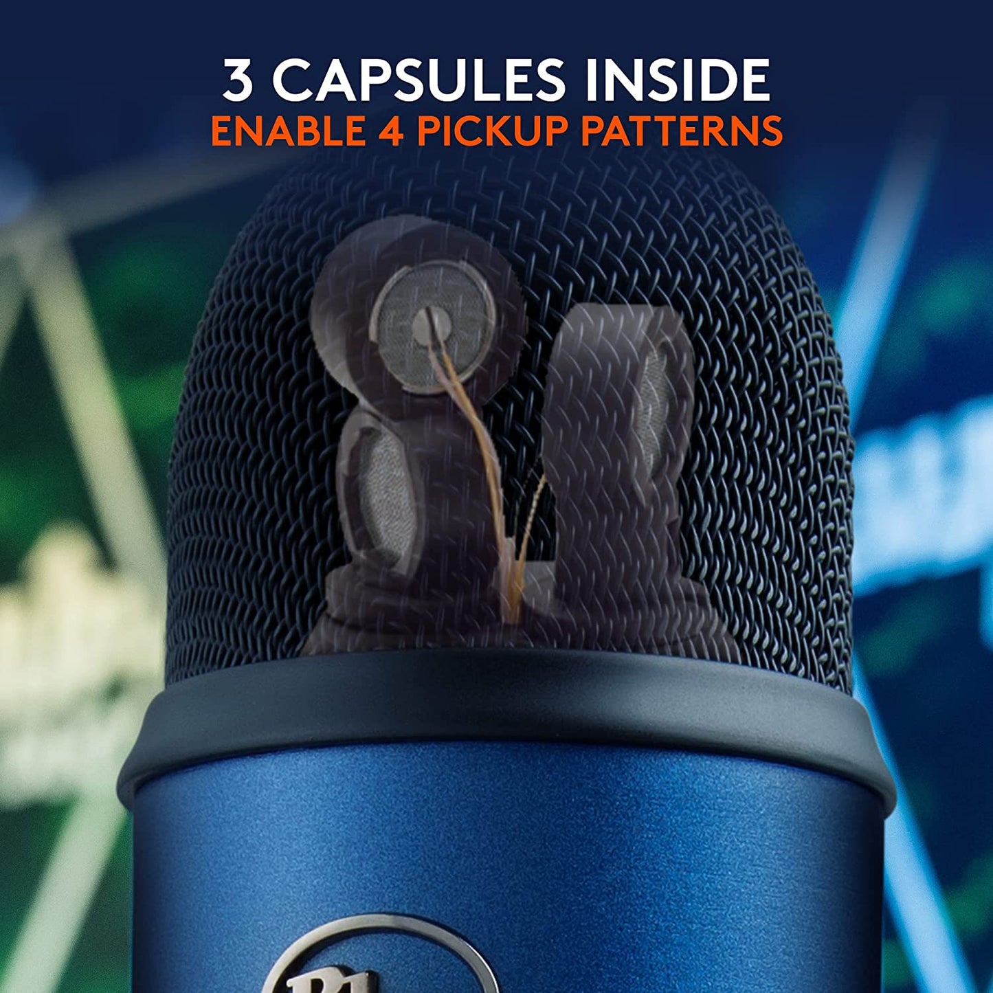 🎙️ Yeti USB Condenser Microphone – Midnight Edition for Streaming, Podcasting, Gaming & Studio Recording with VO!CE FX & 4 Pickup Patterns