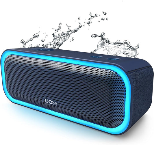 Soundbox Pro Bluetooth Speaker - 20W Stereo Sound, Enhanced Bass, IPX6 Waterproof, TWS Pairing, Multi-Color Lights, 20 Hours Playtime, Portable for Outdoor Use - Blue