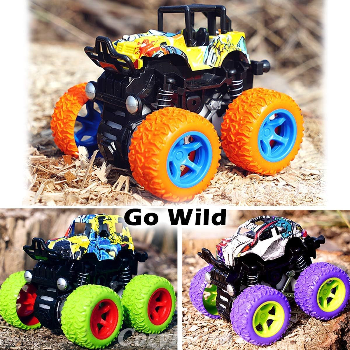 🚗™ Monster Trucks Toy Set – 3-Pack Friction-Powered Push & Go Vehicles for Kids Ages 3+