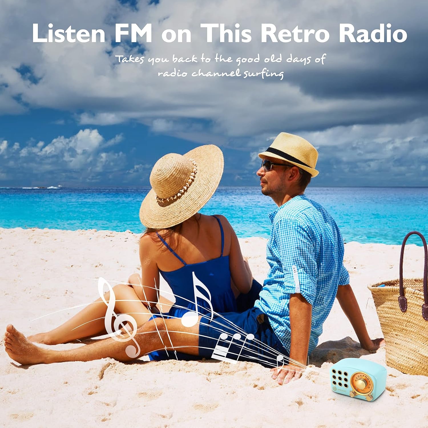 Old-School Style Bluetooth Speaker – FM Radio, TF Card, MP3 Player & Big Bass (Blue)