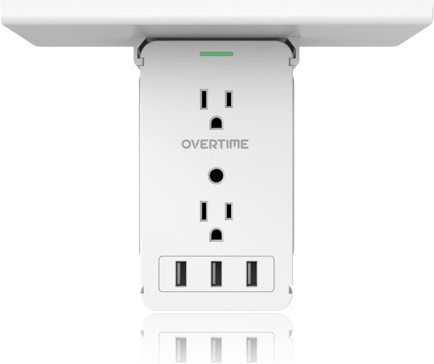 Outlet Extender with Detachable Shelf – 8 AC Ports, 3 USB, Surge Protection & Space-Saving Design