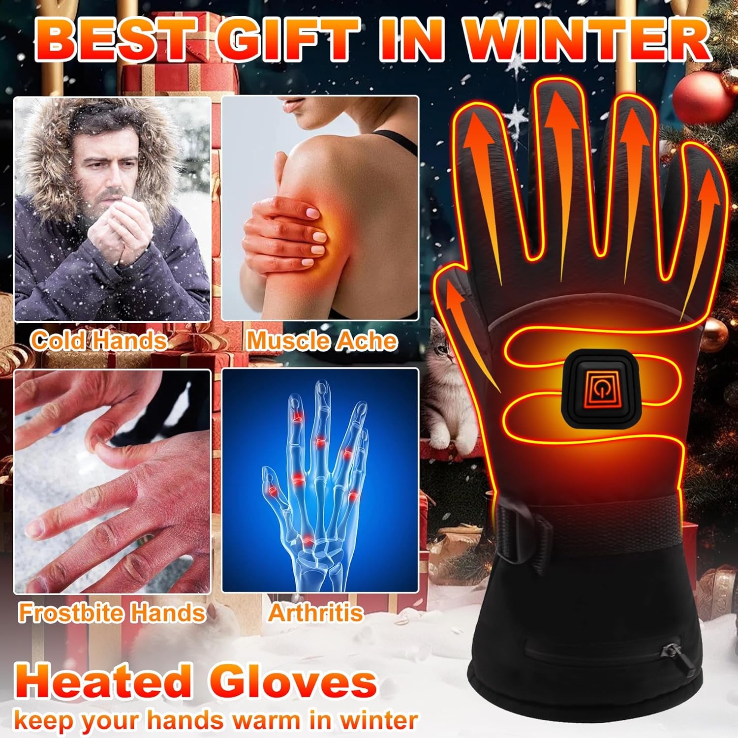 🧤 Rechargeable Heated Gloves – Waterproof, Touchscreen-Ready for Outdoor Sports & Winter Work