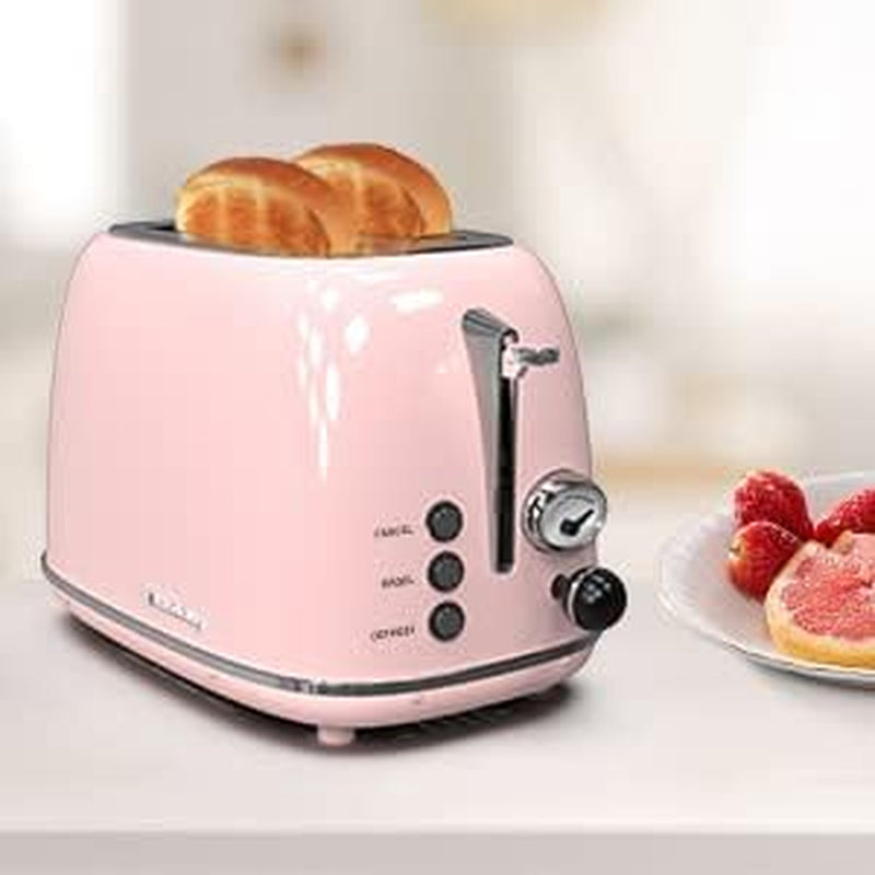 Retro Toaster – 2-Slice Stainless Steel with Wide Slots & Mood Settings