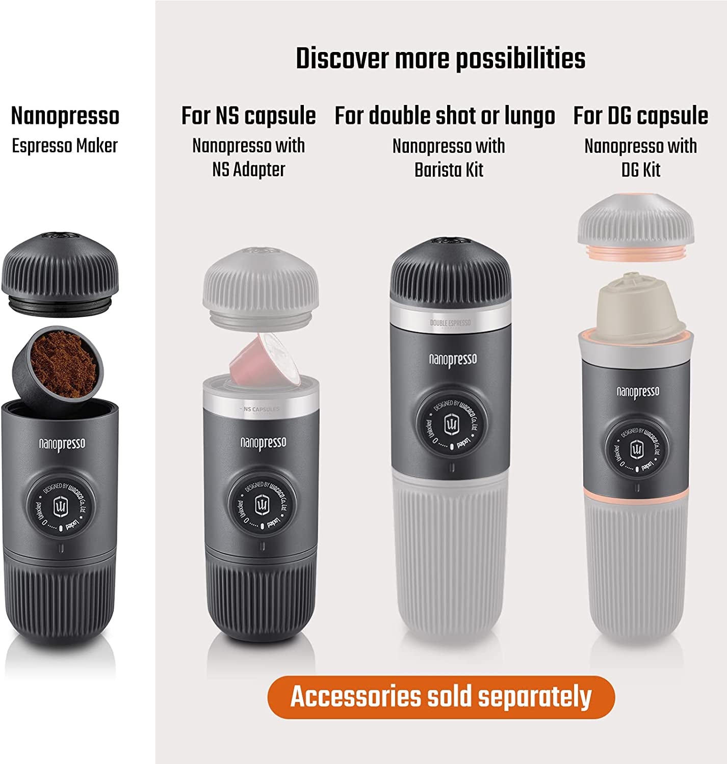 ☕ Nanopresso Portable Espresso Maker – Upgraded Travel Edition with Protective Case, Available in Multiple Colors (Elements Series)