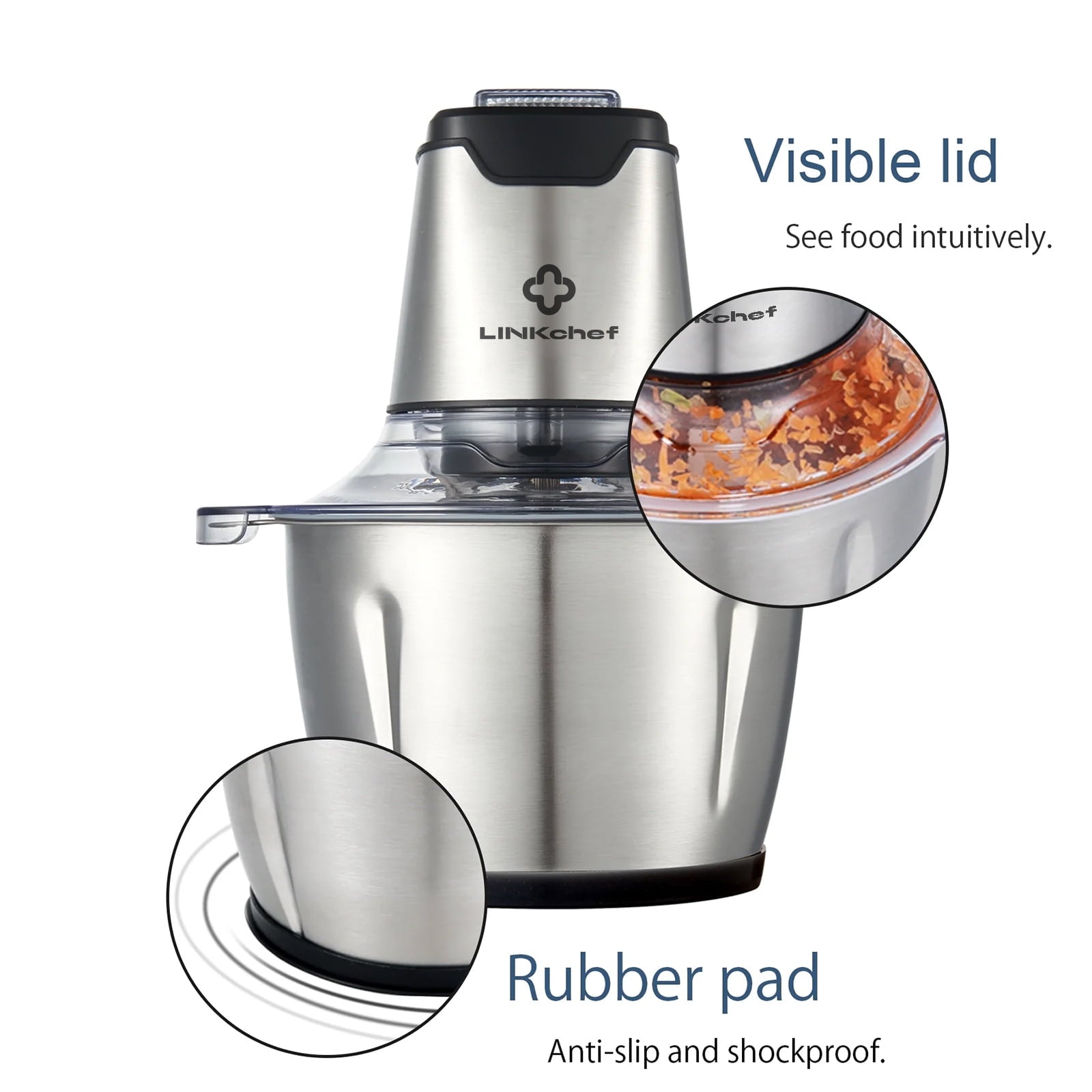 5-Cup Electric Meat Grinder & Food Processor – Stainless Steel Bowl for Chopping Vegetables, Fruits & More