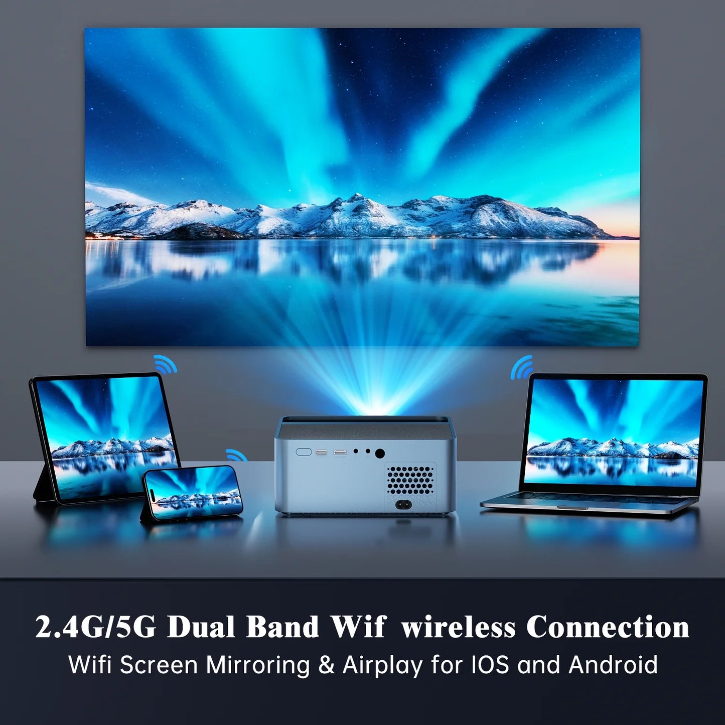 - Native 1080P Full HD Projector with 4K Support – 15,000 Lumens, WiFi & Bluetooth, 250” Display, Auto Focus & Zoom