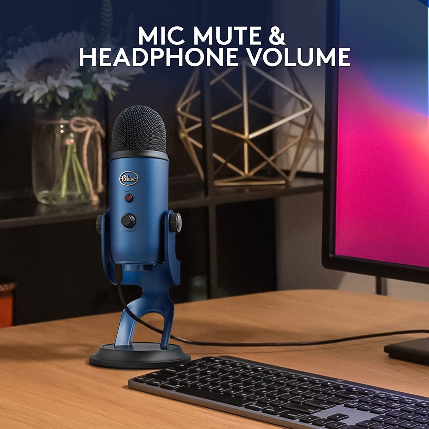 🎙️ Yeti USB Condenser Microphone – Midnight Edition for Streaming, Podcasting, Gaming & Studio Recording with VO!CE FX & 4 Pickup Patterns