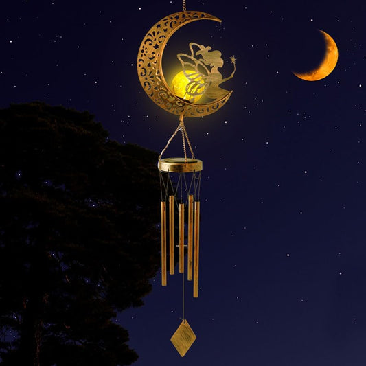 Celestial Garden Wind Chimes – Multi-Design Solar Lights with Crackle Glass Balls for Outdoor Spaces  Magical Gift for Women & Garden Lovers