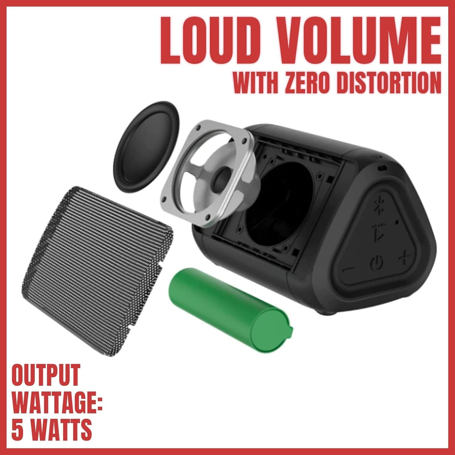 Oontz Angle Solo Portable Bluetooth Speaker 5.0-5W Sound, 10-Hr Battery, 100Ft Wireless Range, IPX5 Water-Resistant Speaker for Travel, Party, Outdoor or Home