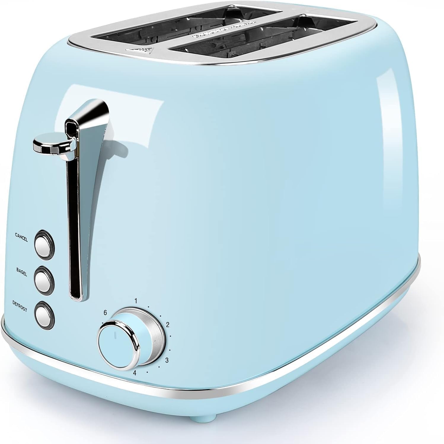 - Compact 2-Slice Toaster – Stainless Steel Housing, Bagel/Defrost/Cancel Functions & Removable Crumb Tray 