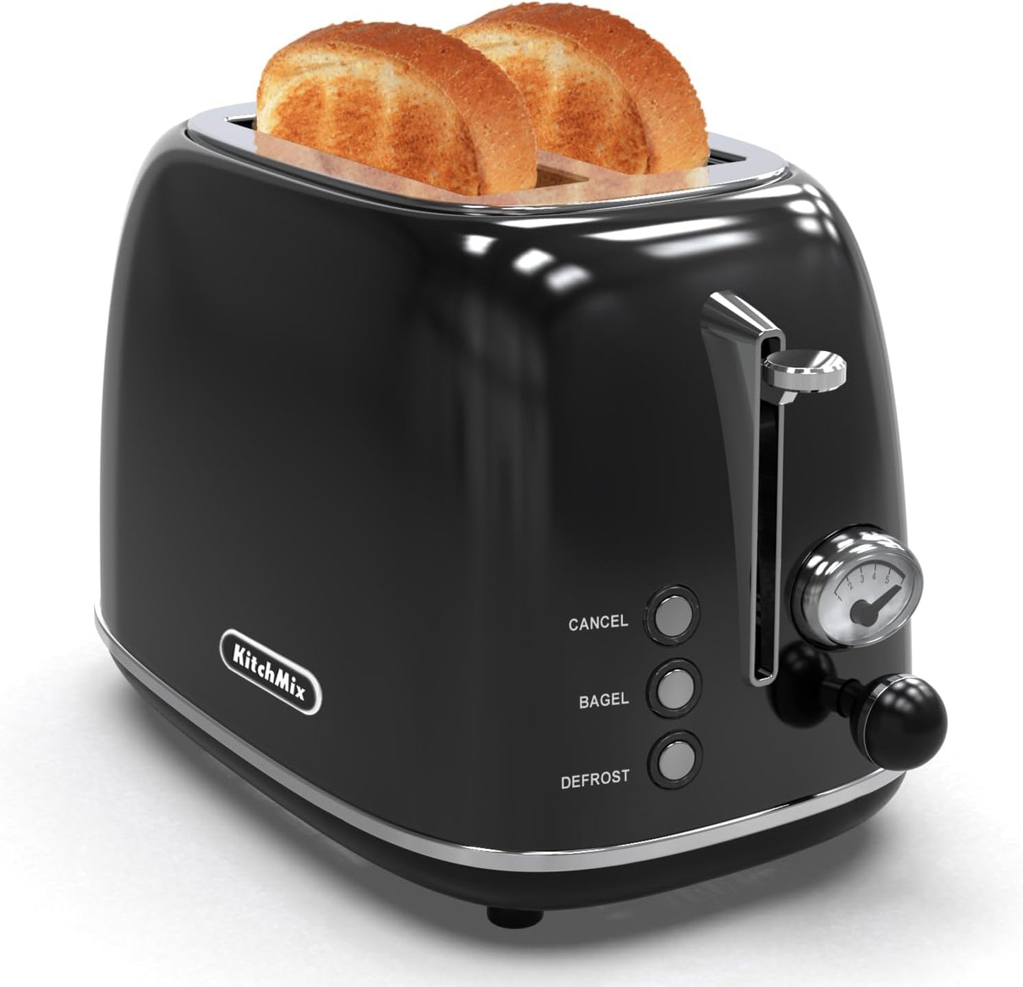 Retro Toaster – 2-Slice Stainless Steel with Wide Slots & Mood Settings