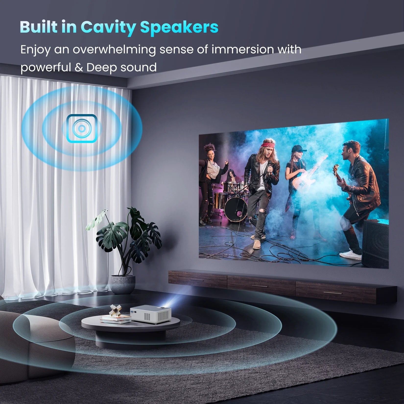 - Wireless Bluetooth Projector 1080P – Portable Full HD Video Player for Indoor & Outdoor Use with Tripod