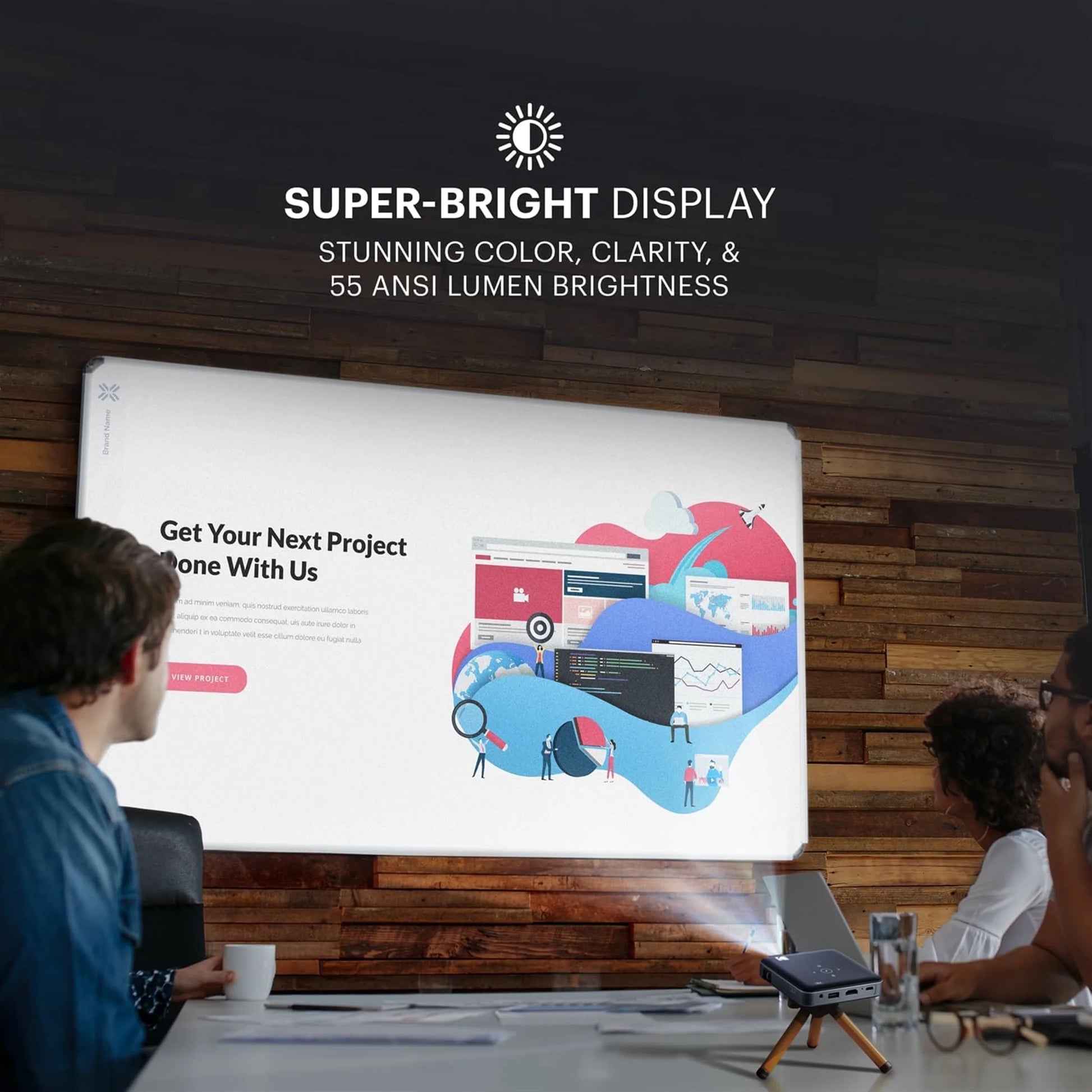 Luma 150 Pico Projector- Rechargeable Ultra Mini Projector with Built-In Speaker - Black