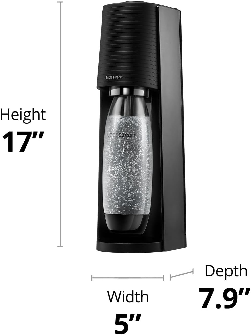 Terra Sparkling Water Maker with CO2 and Dishwasher Safe Bottle