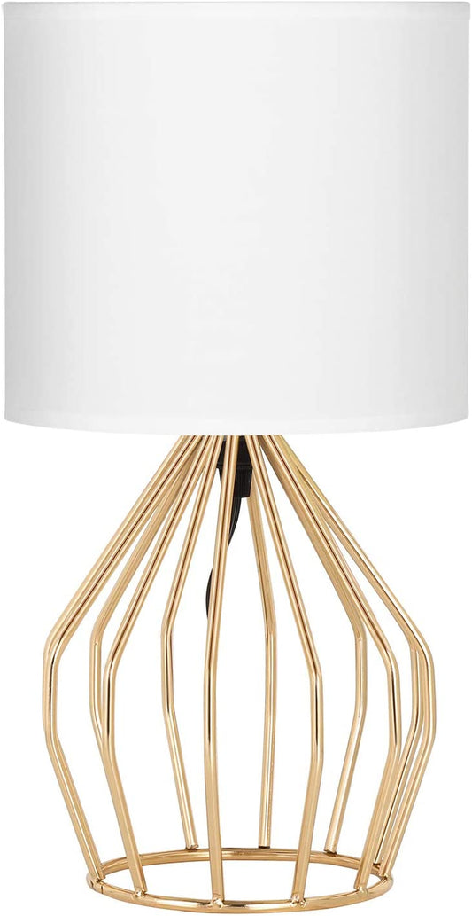 ✨ Gold Table Lamp – Modern Desk Lamp with Linen Shade & Open Base for Bedroom or Living Room