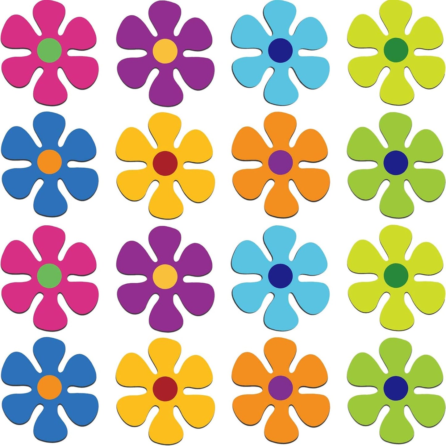 Retro Flower Power Magnets – Groovy 60s Cutouts for Car, Home & Whiteboard Decor (16-Pack)