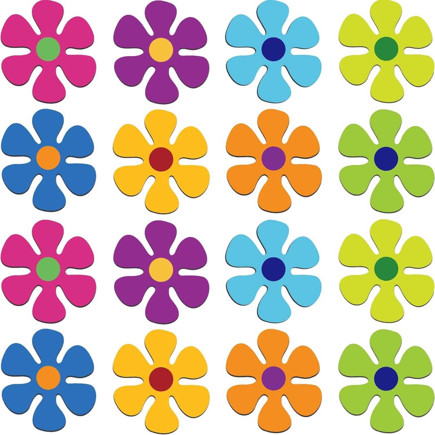 Retro Flower Power Magnets – Groovy 60s Cutouts for Car, Home & Whiteboard Decor (16-Pack)