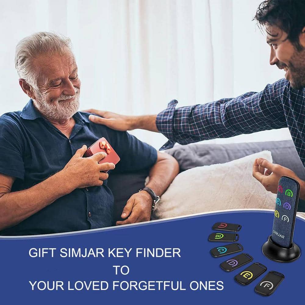 Key Finder with 6 Slim Receivers & Loud Remote – 80dB RF Locator with 1 Transmitter